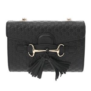 Gucci Guccissima Emily Black Leather Shoulder Bag